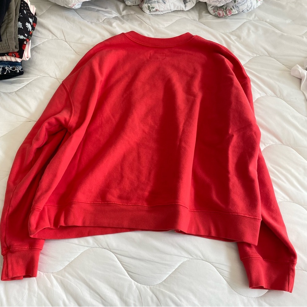 Daily Drills Red Crewneck Sweatshirt with Green Logo Patch